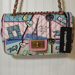 Karl Lagerfeld Paris Landmarks Shoulder Bag Multi Pink Blush LH1H4283